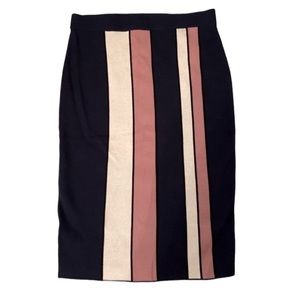 Ann Taylor sweater skirt NEW in navy blue ivory & mauve stripe Size L NWT